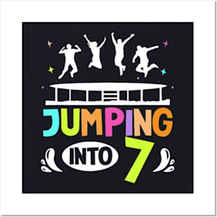 Jumping Into 7 Year Old Birthday Trampoline Jumping Posters and Art